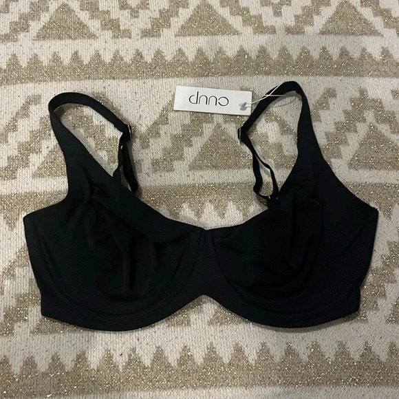 New CUUP The Scoop 34F Compact Modal Bra Black - Picture 1 of 4
